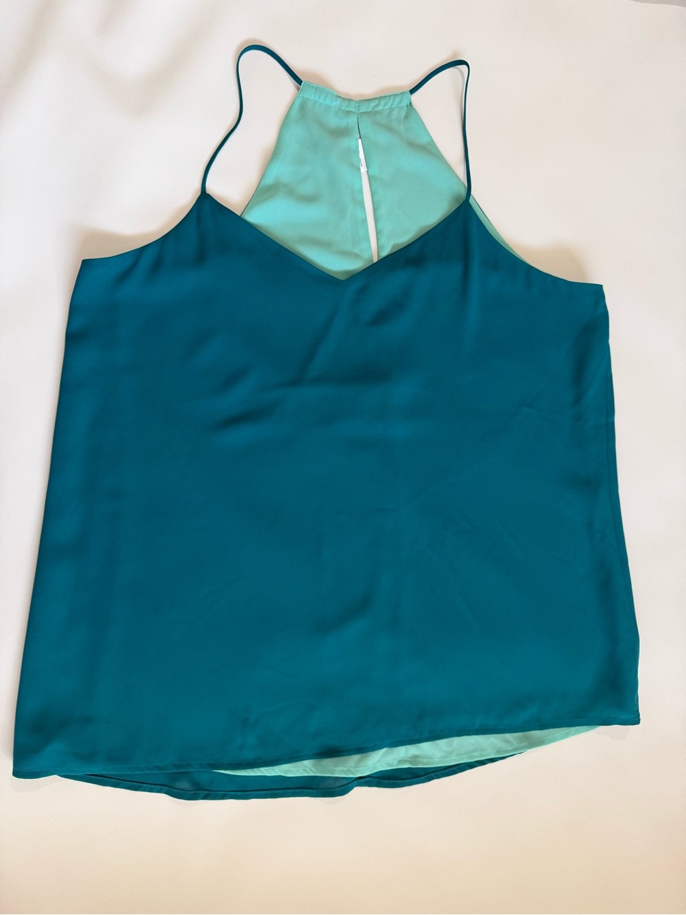 Express Teal Satin Halter Cami Top Blackless Y2K Summer